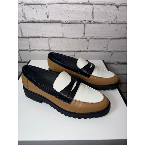 Franco Sarto Shoes - Women's Franco Sarto Cassandra Platform Penny Loafers Size 10 Brown White Black
